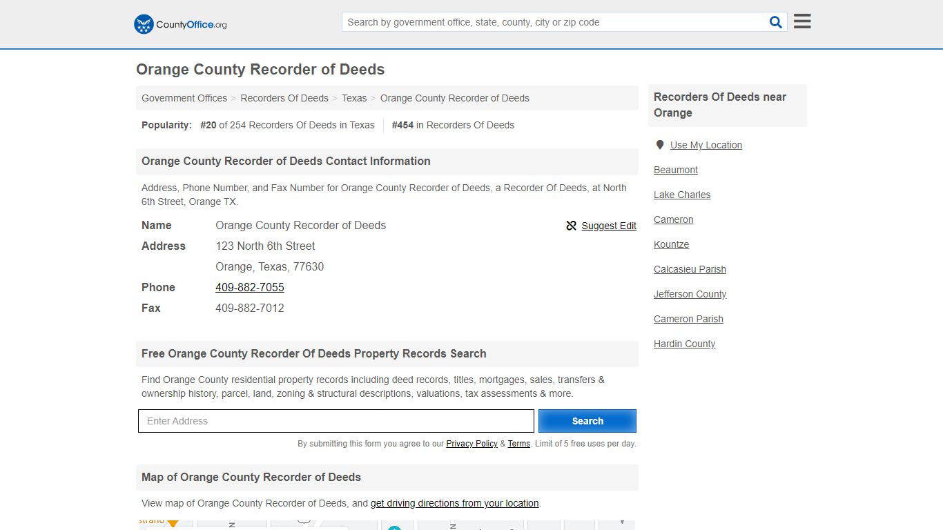 Orange County Recorder of Deeds